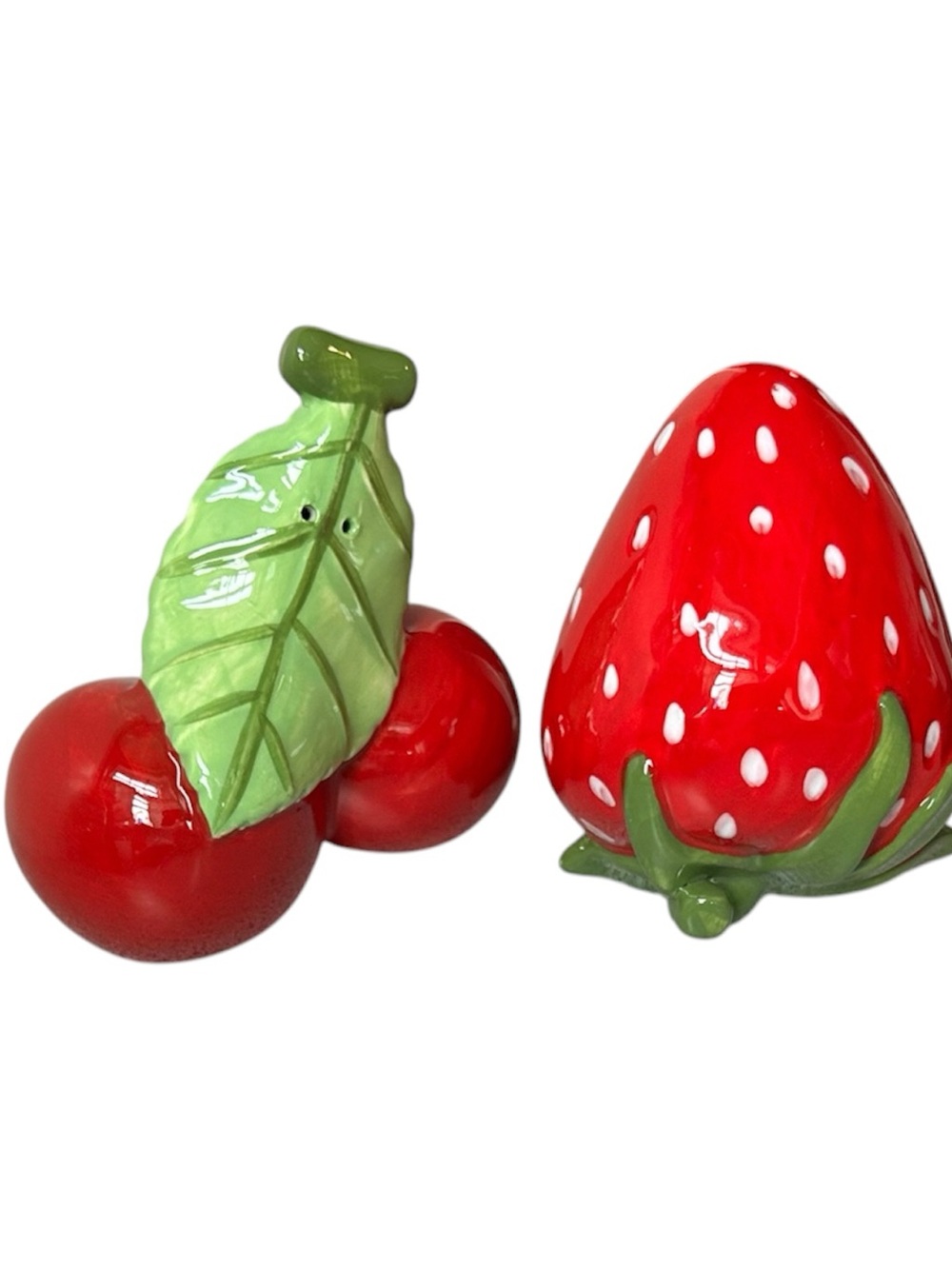 Ceramic Strawberry and Cherry Salt & Pepper Shakers